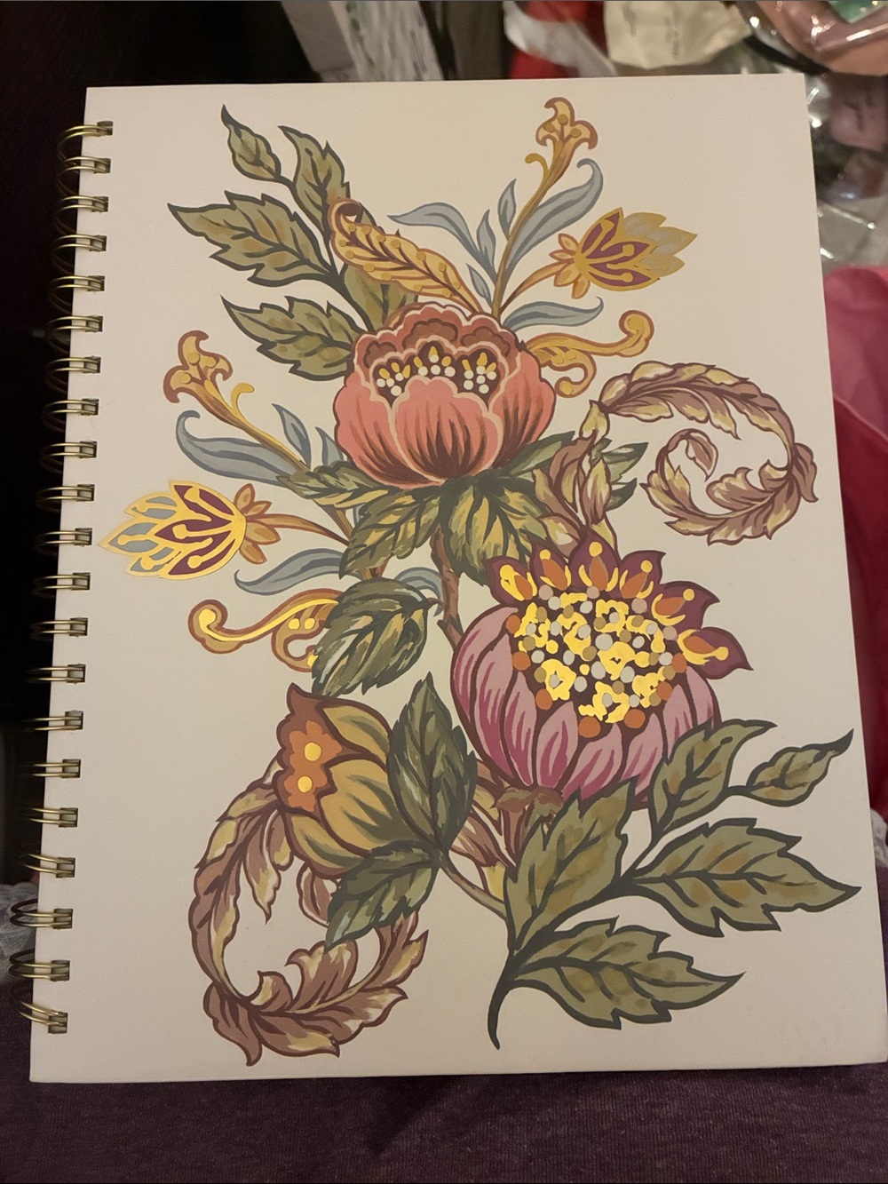 Hardcover Floral Spiral Bound Notebook with Vintage-Inspired Flower Art